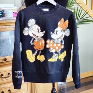 Champion Disney Collab Adult Medium Black Reverse Weave Crew Neck Sweatshirt Sm